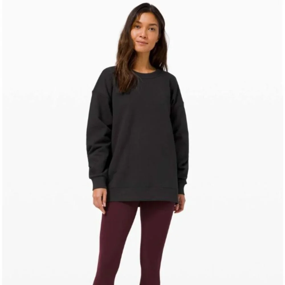 Lululemon Perfectly Oversized Crew Women's Large Black Terry Sweatshirt Size 4